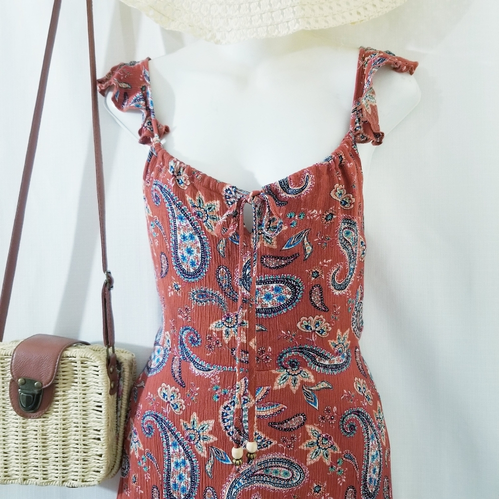 Bohemian cute dress paisley leaf print